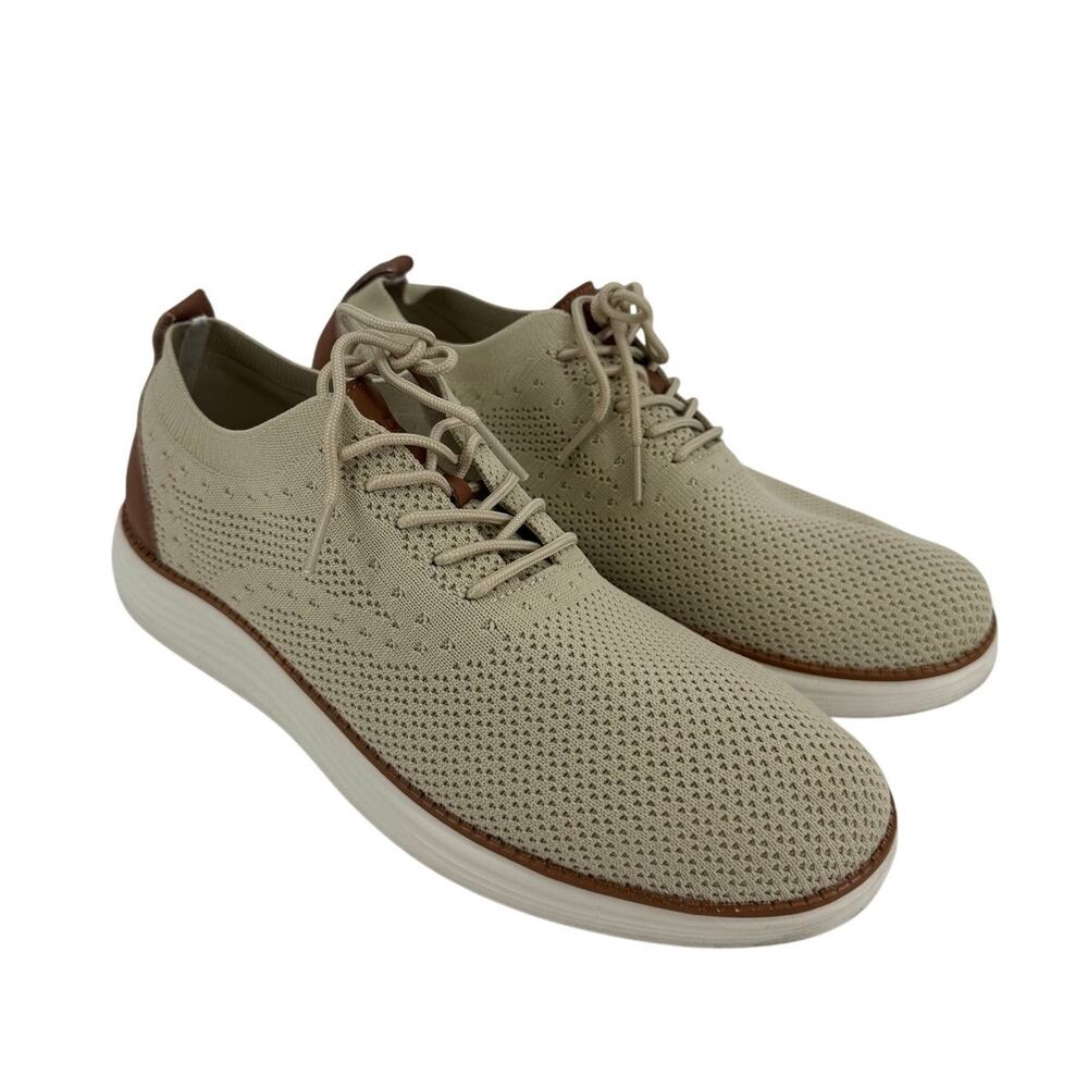 VILOCY Mens EU 43 Beige Knit Mesh Oxford Dress Sneakers Breathable Casual Shoes